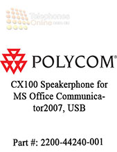 CX100 Speakerphone for Microsoft Office Communicator 2007, USB. Integrated USB cable, carrying case, Grey. Country Group: 66