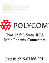 2 12' RCA male to 3.5mm phoenix connectors for interfacing Vortex products to "Vortex-ready" Soundstation VTX 1000 or to Polycom video codecs. White and Black color coded connectors.