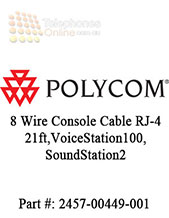 8 Wire Console Cable, RJ-45, 21ft, for VoiceStation 100, SoundStation2 and SoundStation2 without Display. Also Premier Satellite to Console Cable. Country Group: 2