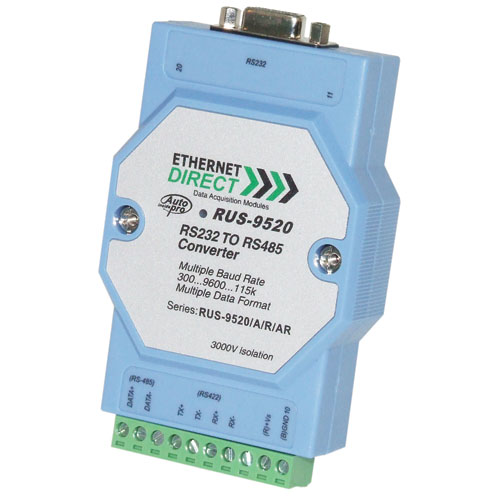 Industrial single port RS-232 to RS-422/485 rail converter