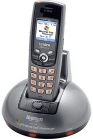 Uniden is in a class of its own with the WIN 1200 Windows Live� Messenger dual mode cordless phone that uses Voice over Internet Protocol (VoIP) to transmit telephone calls over the internet