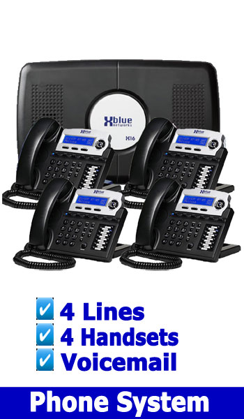 X Blue NEW BUSINESS PHONE SYSTEM, 4 Lines up to 16 Handsets (included is Voicemail) 4 Lines 4 Digital Handsets & VOIP option