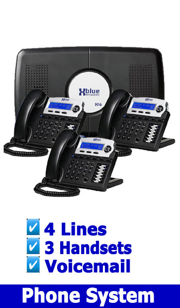XBlue NEW BUSINESS PHONE SYSTEM, 4 Lines up to 16 Handsets (included is Voicemail) 4 LINES 3 DIGITAL HANDSETS