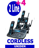 Uniden R055 4 Handsets, 2 Line Small Business Cordless Phone System, Including Answering Machine, Uniden XDECT R055 + 3 Extended Long Range Cordless Telephone System