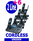 Uniden R055 6 Handsets, 2 Line Small Business Cordless Phone System, Including Answering Machine, Uniden XDECT R055 + 5 Extended Long Range Cordless Telephone System
