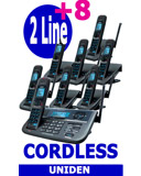 Uniden R055 8 Handsets, 2 Line Small Business Cordless Phone System, Including Answering Machine, Uniden XDECT R055 + 7 Extended Long Range Cordless Telephone System