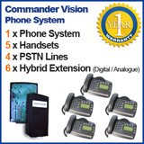 Commander Vision Refurbished Phone System, Supplied with 4 Lines and 5 Handsets plus a Music onhold Connection. (Also this can have VoIP lines connected)