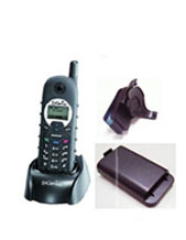 Handset, Charger, one battery, belt clip and short and long antennae.