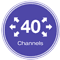 40 Channels ,38 UHF voice channels to allow you to find an uncongested channel 