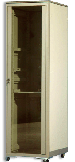 Computer Data Cabinet, 45RU x 600mmW x 600mmD Cabinet with Castor Rail Inc Twin Fan Top unit