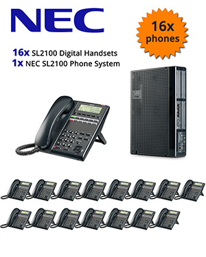 NEC SL2100 Telephone System with 16 Digital Handsets