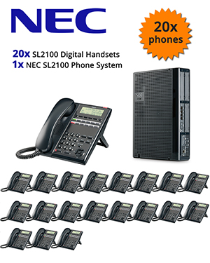 NEC SL2100 Telephone System with 20 Digital Handsets