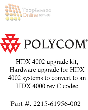 Polycom HDX 4002 upgrade kit. Hardware upgrade for HDX 4002 systems to convert to an HDX 4000 rev C codec (2215-61956-002) Polycom HDX 4002 upgrade kit. Hardware upgrade for HDX 4002 systems to convert to an HDX 4000 rev C codec (2215-61956-002)