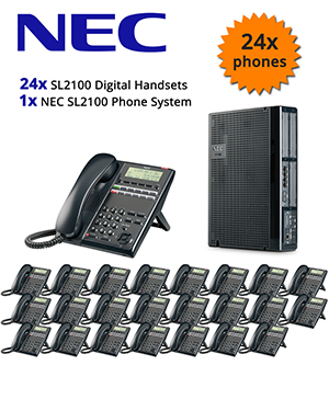 NEC SL2100 Telephone System with 24 Digital Handsets