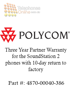 Polycom Three Year Partner Warranty for the SoundStation 2 phones with 10-day return to factory (4870-00040-386) Polycom Three Year Partner Warranty for the SoundStation 2 phones with 10-day return to factory (4870-00040-386)