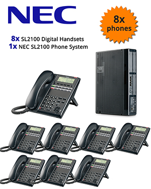 NEC SL2100 Telephone System with 8 Digital Handsets