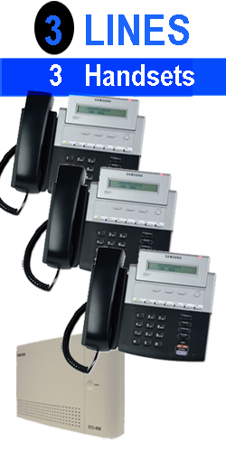 3 Line, 3 Digital Handsets, Music Onhold Plug Business Phone System In a Box " Easy installation" Plug and Play NEW Business Telephone System with Optional Handsets and Cordless Phones