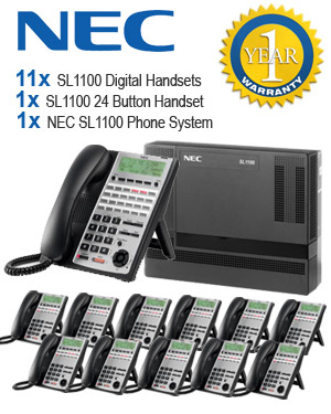 NEC SL1100 Telephone System with 12 Handsets