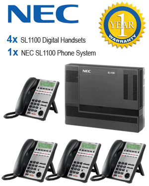 NEC SL1100 Telephone System with 4 Handsets