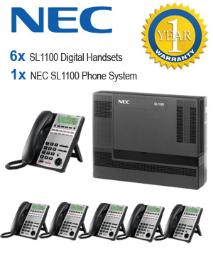 NEC SL1100 Telephone System with 6 Handsets