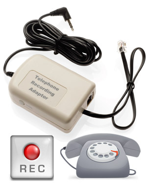 Telephone Recording Adaptor jack with 3.5mm plug (Handset, Phone Recording jack)
