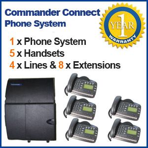 Commander REFURBISHED business telephone System - 4 Line, 5 Digital Handsets