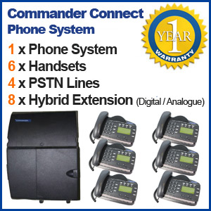 Commander REFURBISHED business telephone System - 4 Line, 6 Digital Handsets