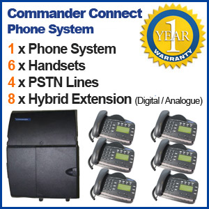 Commander REFURBISHED business telephone System - 4 Line, 6 Digital Handsets Commander REFURBISHED business telephone System - 4 Line, 6 Digital Handsets