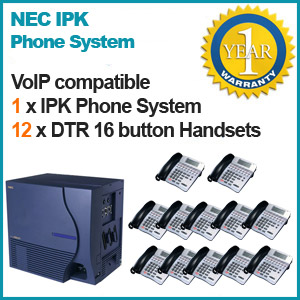 NEC IPK Phone system 4x PSTN Lines 12x NEC DTR 16 button Handsets - Refurbished Used Pre-Owned NEC IPK Phone system 4x PSTN Lines 12x NEC DTR 16 button Handsets - Refurbished Used Pre-Owned