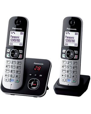 Panasonic KX-TG6822 Cordless Phone Twin Pack, Noise Reduction, Call Blocker, Answering Machine (KX-TG6822)