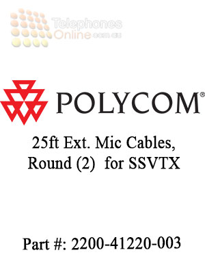 Polycom 25ft Ext. Mic Cables, Round (2) for SSVTX Polycom 25ft Ext. Mic Cables, Round (2) for SSVTX