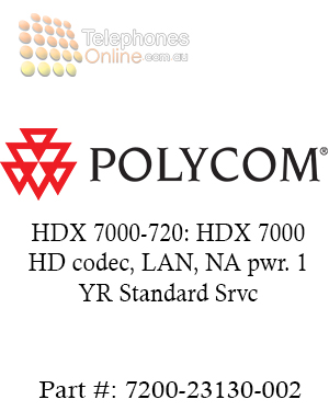 Polycom HDX 7000-720: HDX 7000 HD codec, LAN, NA pwr. 1 YR Standard Srvc (7200-23130-002) Polycom HDX 7000-720: HDX 7000 HD codec, LAN, NA pwr. 1 YR Standard Srvc (7200-23130-002)