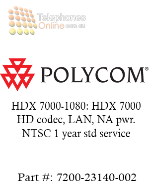 Polycom HDX 7000-1080: HDX 7000 HD codec, LAN, NA pwr. NTSC 1 year std service (7200-23140-002) Polycom HDX 7000-1080: HDX 7000 HD codec, LAN, NA pwr. NTSC 1 year std service (7200-23140-002)
