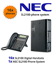 NEC SL2100 Telephone System with 16 Digital Handsets