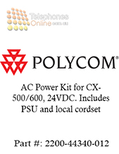 Polycom AC Power Kit for CX500/600, 24VDC. Includes PSU and local cordset (2200-44340-012)
