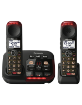 Panasonic Amplified Cordless Phone with Answering Machine and 2 Handsets (KX-TGM422AZB)