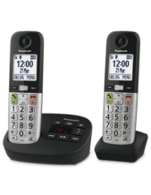 Panasonic Twin DECT Cordless Phone with Answering Machine and Big Buttons (KX-TGU432AZB)