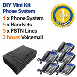 MiniKit DIY SMALL BUSINESS PHONE SYSTEM, 3 Lines, 5 Handsets, Voicemail MiniKit DIY SMALL BUSINESS PHONE SYSTEM, 3 Lines, 5 Handsets, Voicemail