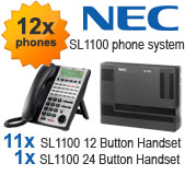 NEC SL1100 Telephone System with 12 Handsets