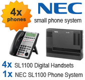 NEC SL1100 Telephone System with 4 Handsets NEC SL1100 Telephone System with 4 Handsets