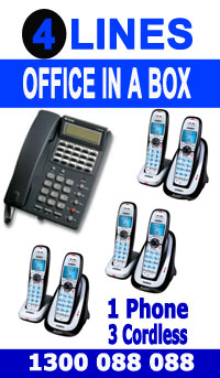 4 Line, One Digital Handset, 3 Cordless Phones, Music Onhold Plug Business Phone System In a Box " Very Easy installation" Plug and Play NEW, Business Telephone System with Optional Handsets and Cordless Phones.