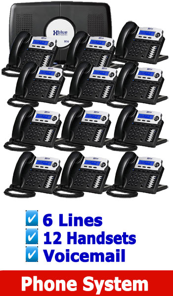 XBlue NEW BUSINESS PHONE SYSTEM, 4 Lines up to 16 Handsets (included is Voicemail) 6 Lines 12 Digital Handsets.