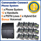 Commander Connect Telephone System 12 Handsets 6 PSTN Lines, 8 Digital Extensions and VOICEMAIL (Refurbished) Commander Connect Telephone System 12 Handsets 6 PSTN Lines, 8 Digital Extensions and VOICEMAIL (Refurbished)
