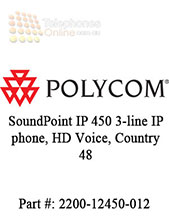 Polycom SoundPoint IP 450 3-line IP phone, HD Voice, Country  48