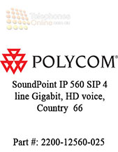 Polycom SoundPoint IP 560 SIP 4 line Gigabit, HD voice, Country  66