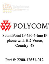 Polycom SoundPoint IP 650 6-line IP phone with HD Voice, Country  48