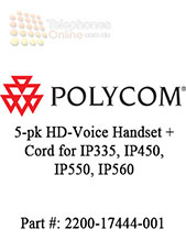 Polycom 5-pk HD-Voice Handset + Cord for IP335, IP450, IP550, IP560