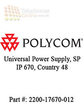 Polycom Universal Power Supply, SP IP 670, Country 48 Polycom Universal Power Supply, SP IP 670, Country 48