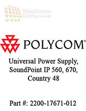 Polycom Universal Power Supply, SoundPoint IP 560, 670, Country 48 Polycom Universal Power Supply, SoundPoint IP 560, 670, Country 48