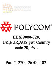 Polycom HDX 9000-720, UK,EUR,AUS pwr Country code 20, PAL